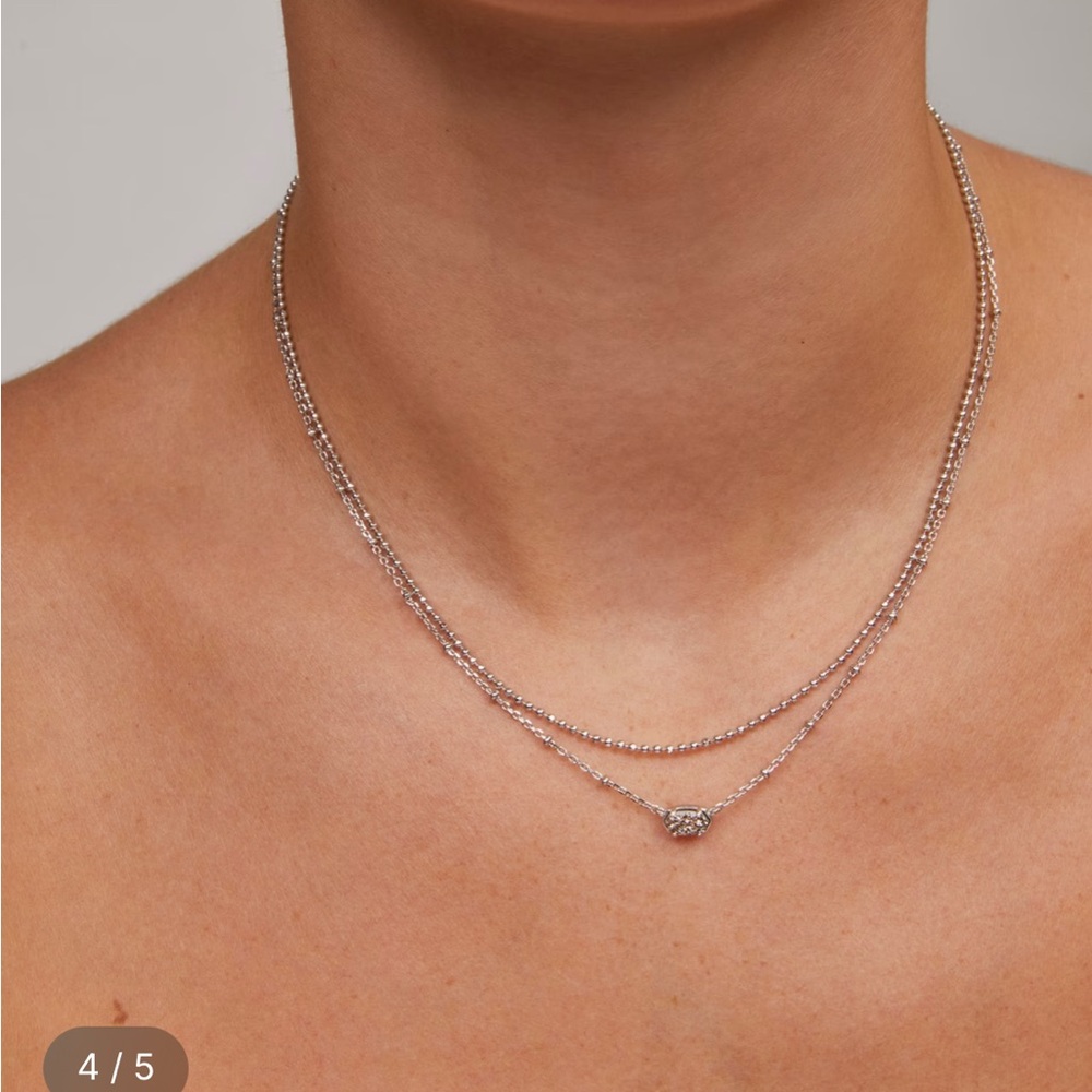 NWT Kendra Scott Emilie Silver multi strand necklace in platinum Drusy